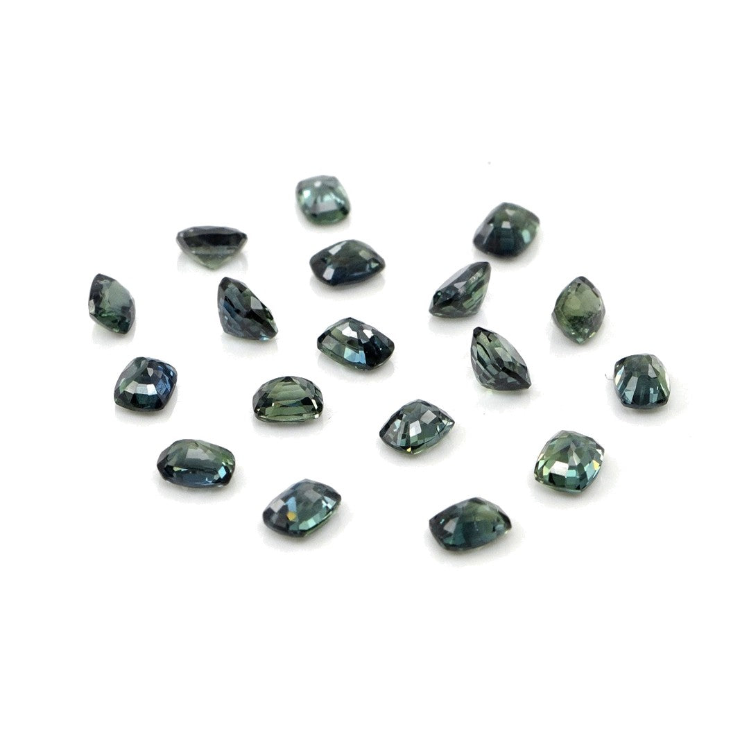 Natural Untreated Australian Teal Sapphire Calibrated Long Cushion | 3x4mm & 4x5mm
