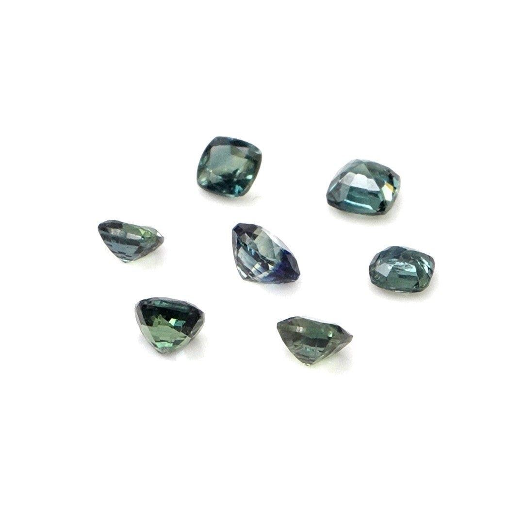 Natural Untreated Australian Teal Sapphire Calibrated Cushions | 3mm & 3.5mm