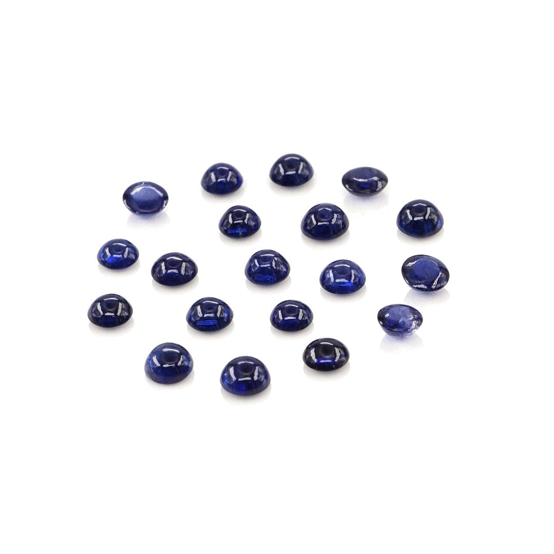 Natural Untreated Blue Sapphire Calibrated Cabochon Rounds | 3mm & 3.5mm