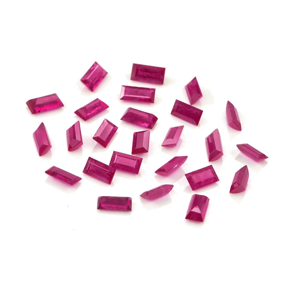 Natural Untreated Mozambique Ruby Calibrated Baguettes | 2x4mm & 2.5x5mm