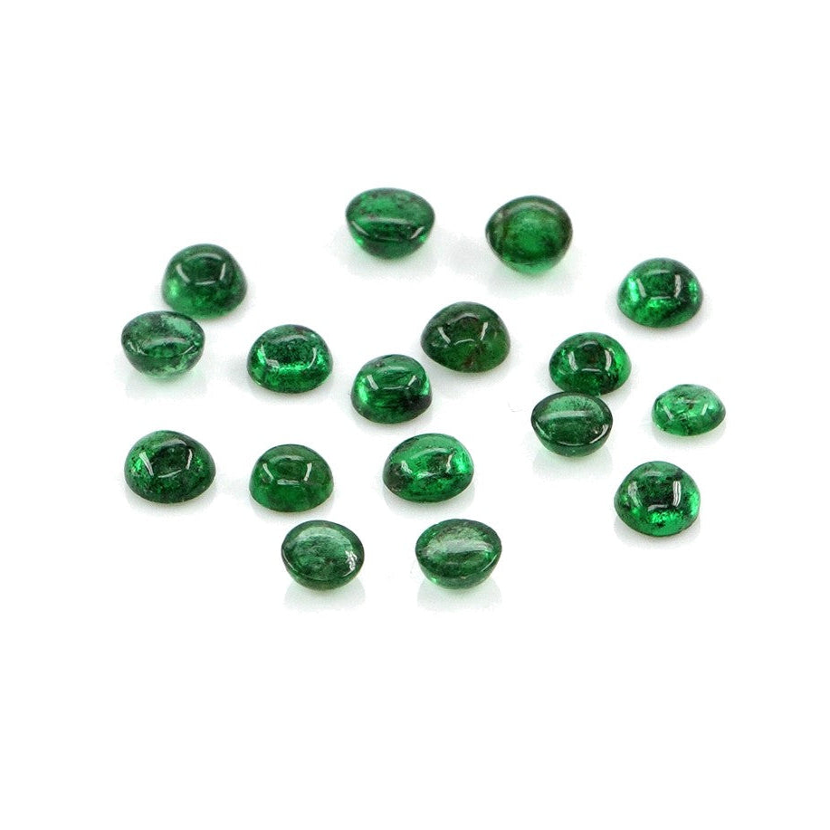 Natural Zambian Emerald Calibrated Cabochon Rounds | 3mm & 3.5mm