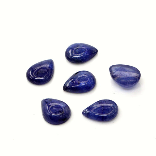Natural Bangkok Blue Sapphire Calibrated Cabochon Pears | 7x9mm & 8x10mm