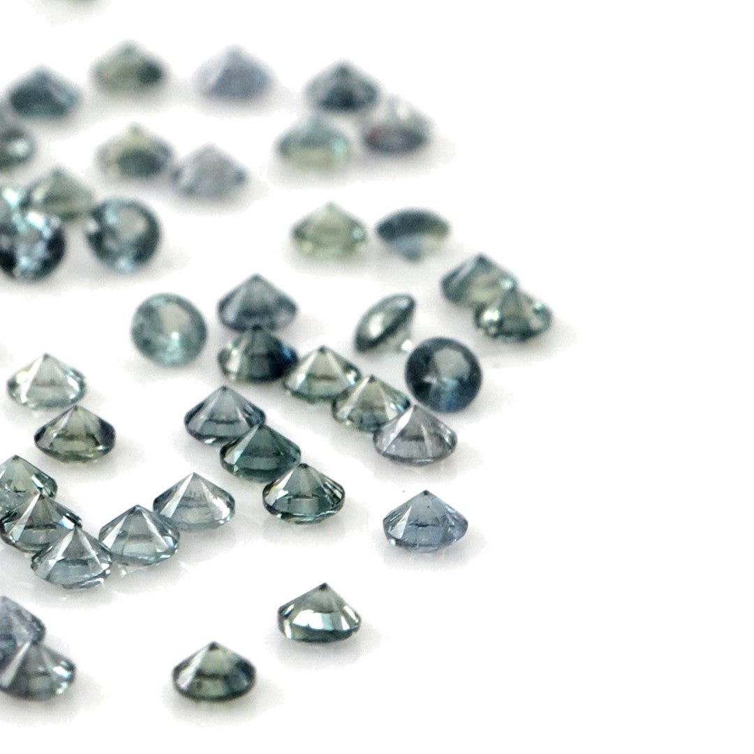 Natural Untreated Teal Sapphire Calibrated Rounds | 2mm & 2.5mm