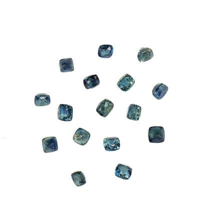 Natural Untreated Australian Teal Sapphire Calibrated Cushions | 3mm & 3.5mm
