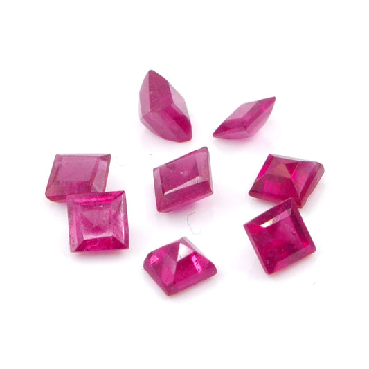 Natural Bangkok Ruby Calibrated Squares | 3mm & 3.5mm