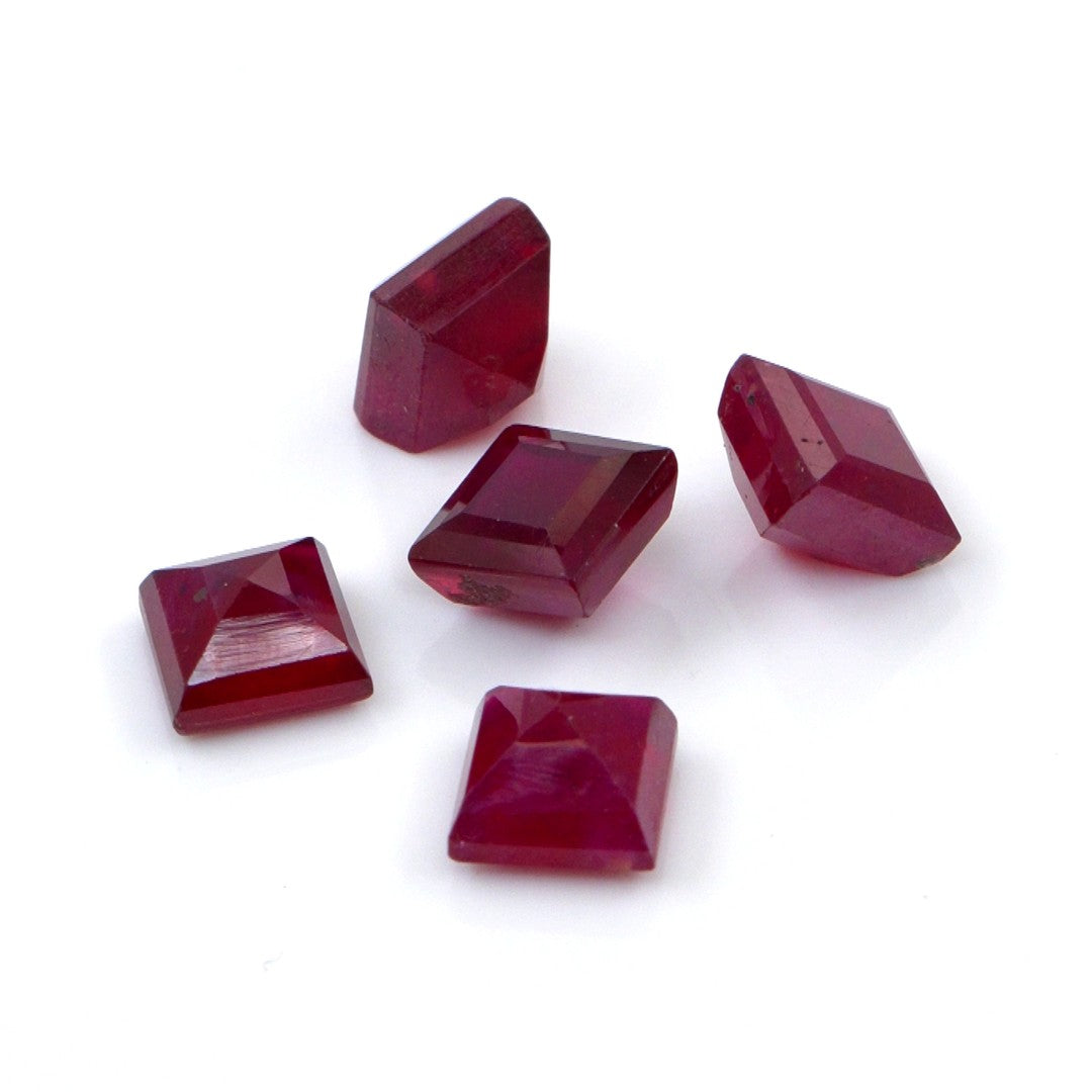 Natural Bangkok Ruby Calibrated Squares | 4mm & 5mm