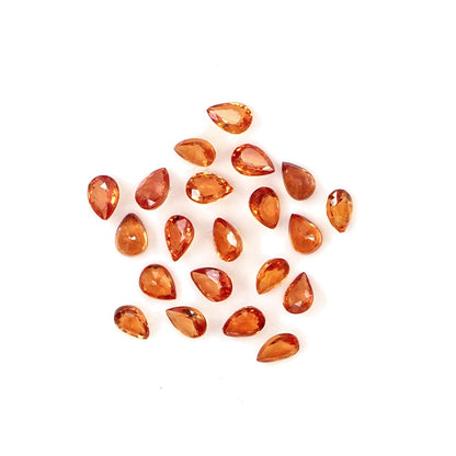 Natural Untreated Orange Sapphire Calibrated Pears | 3x4mm & 4x5mm