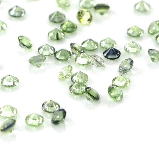 Natural Untreated Green Sapphire Calibrated Rounds | 1mm & 1.5mm