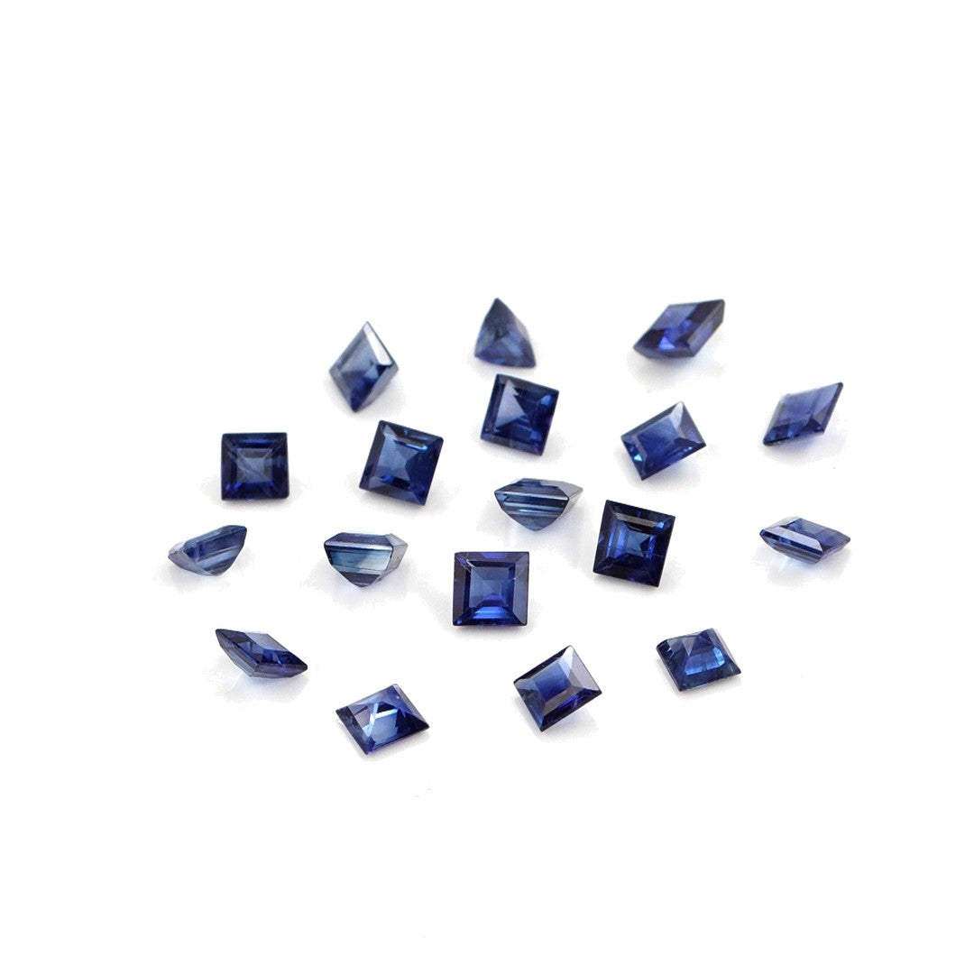 Natural Untreated Blue Sapphire Calibrated Squares | 3mm & 3.5mm