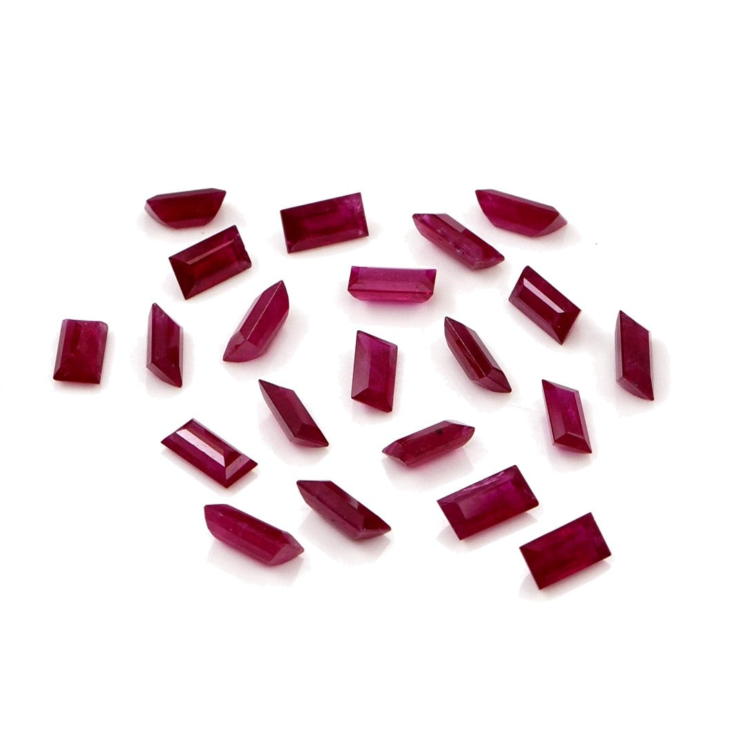 Natural Untreated Mozambique Ruby Calibrated Baguettes | 2x4mm & 2.5x5mm