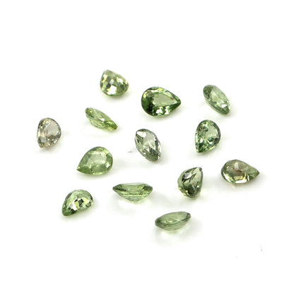 Natural Untreated Green Sapphire Calibrated Pears | 3x4mm & 4x5mm