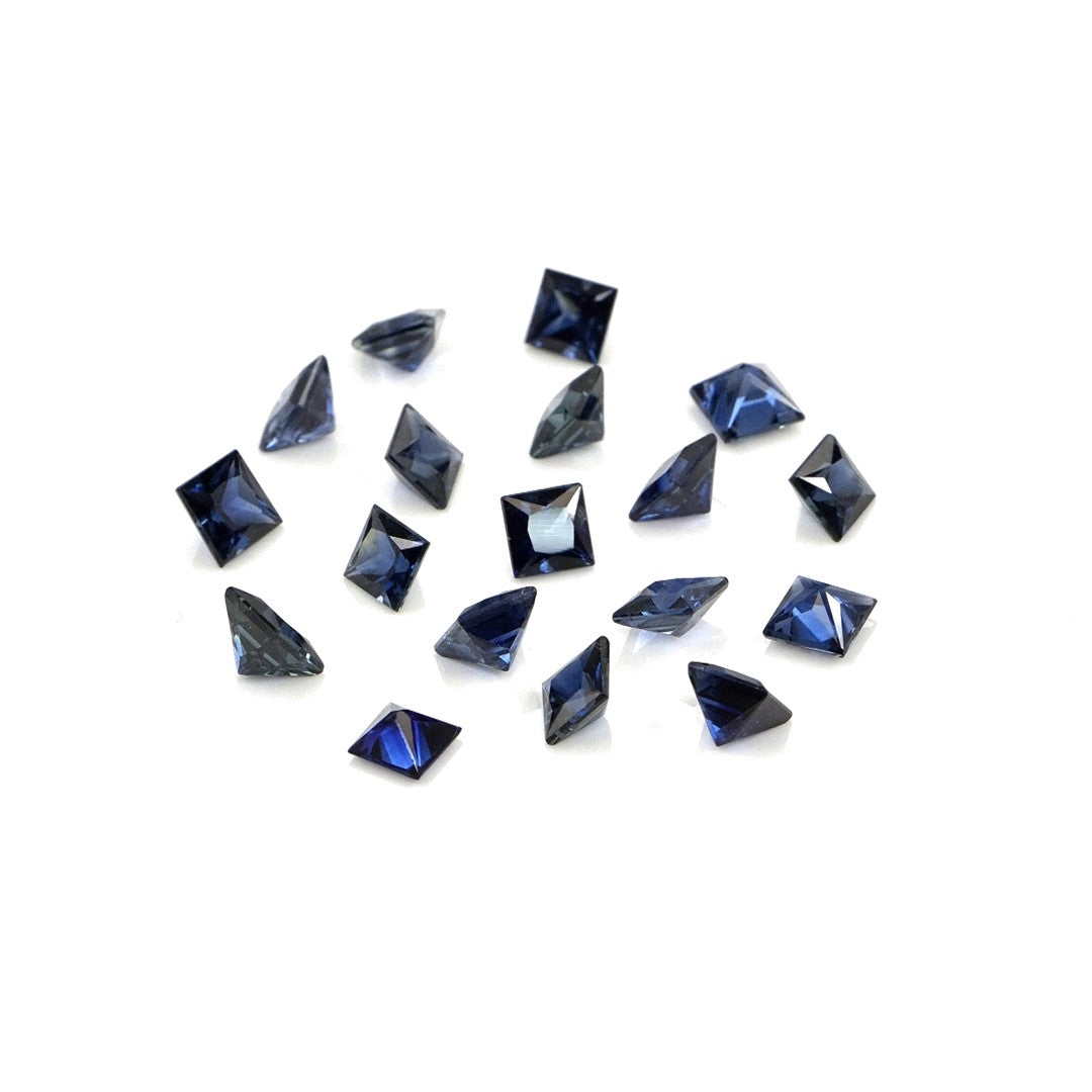 Natural Untreated Blue Sapphire Calibrated Squares | 3mm & 3.5mm