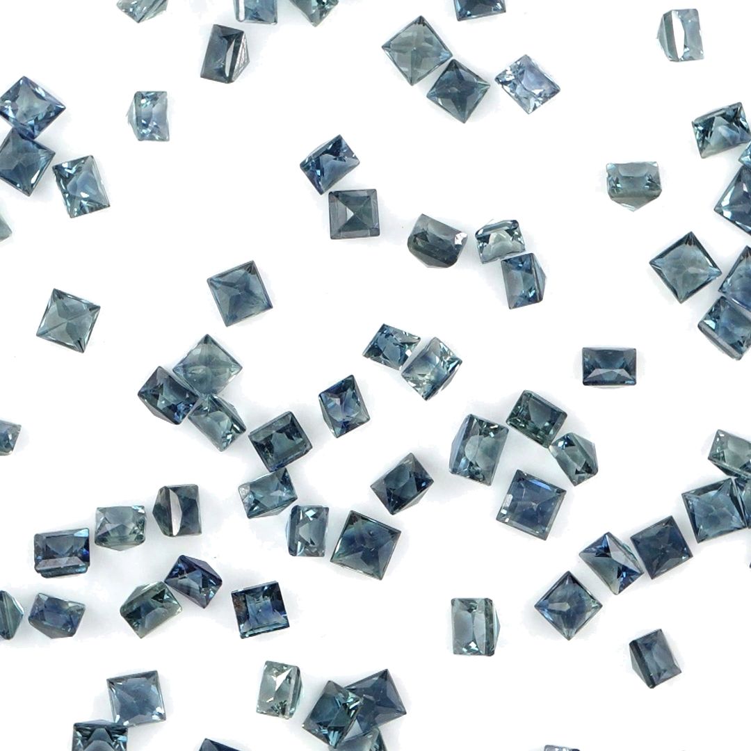 Natural Untreated Blue Sapphire Calibrated Princess Cut Squares | 2mm & 2.5mm