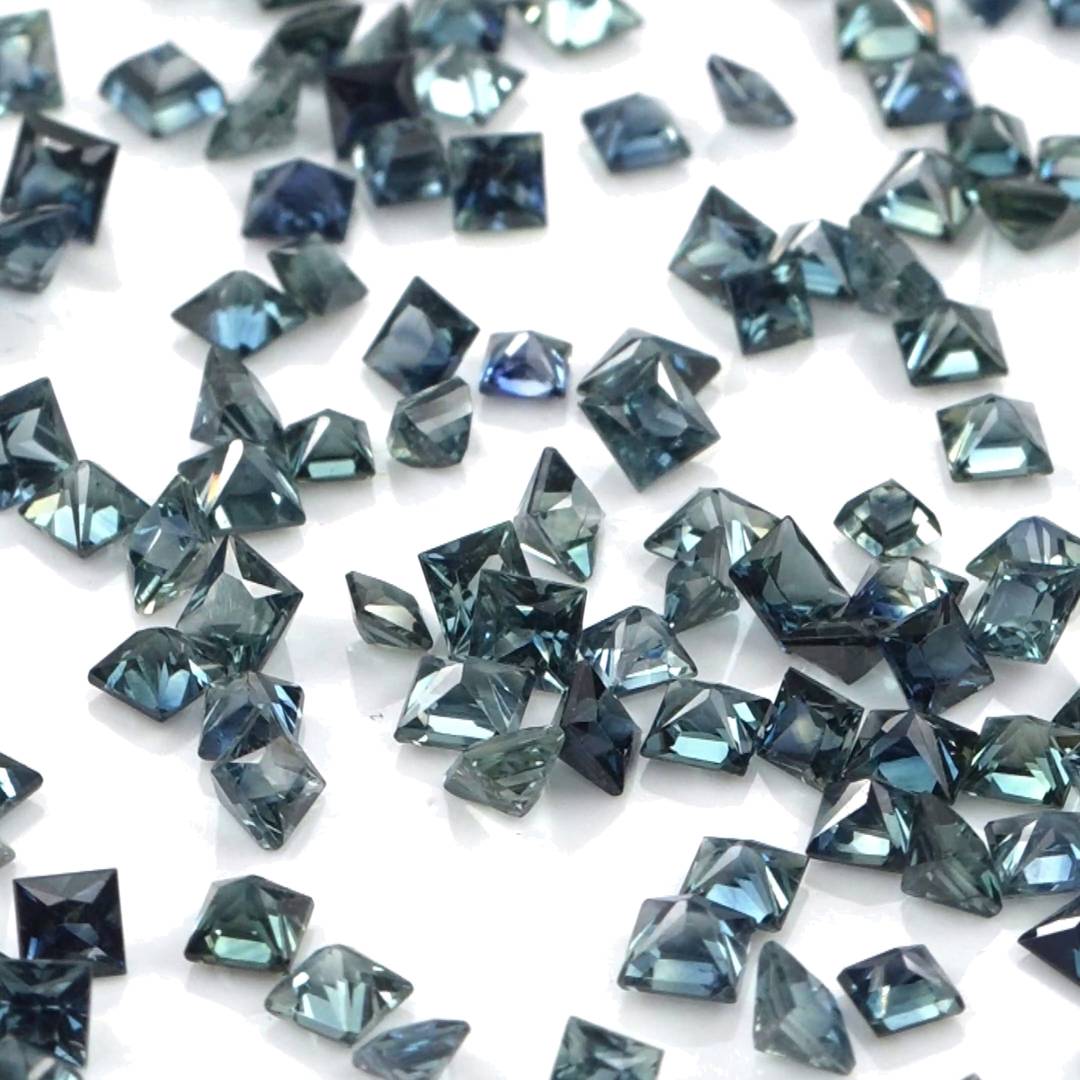 Natural Untreated Australian Teal Sapphire Calibrated Squares | 2mm & 2.5mm