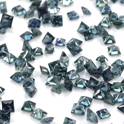 Natural Untreated Australian Teal Sapphire Calibrated Squares | 2mm & 2.5mm