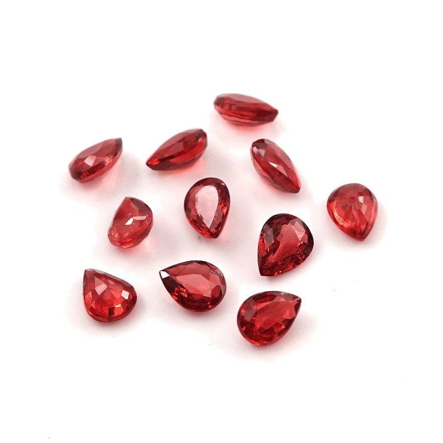 Natural Untreated Red Sapphire Calibrated Pears | 3x4mm & 4x5mm