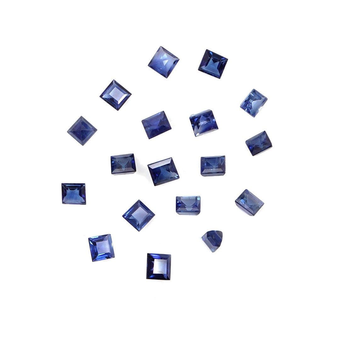 Natural Untreated Blue Sapphire Calibrated Squares | 3mm & 3.5mm