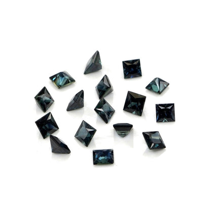 Natural Untreated Australian Teal Sapphire Calibrated Squares | 3mm & 3.5mm