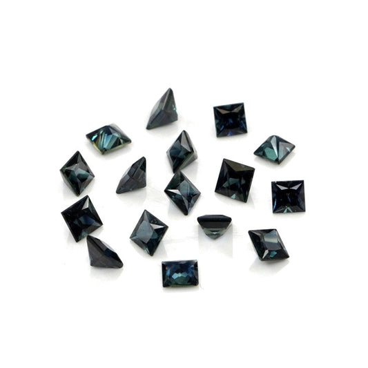Natural Untreated Australian Teal Sapphire Calibrated Squares | 3mm & 3.5mm