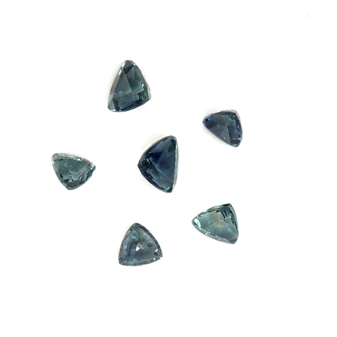 Natural Untreated Australian Teal Sapphire Calibrated Trillions | 4mm & 4.5mm
