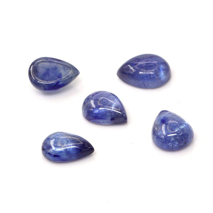 Natural Bangkok Blue Sapphire Calibrated Cabochon Pears | 5x7mm & 6x8mm