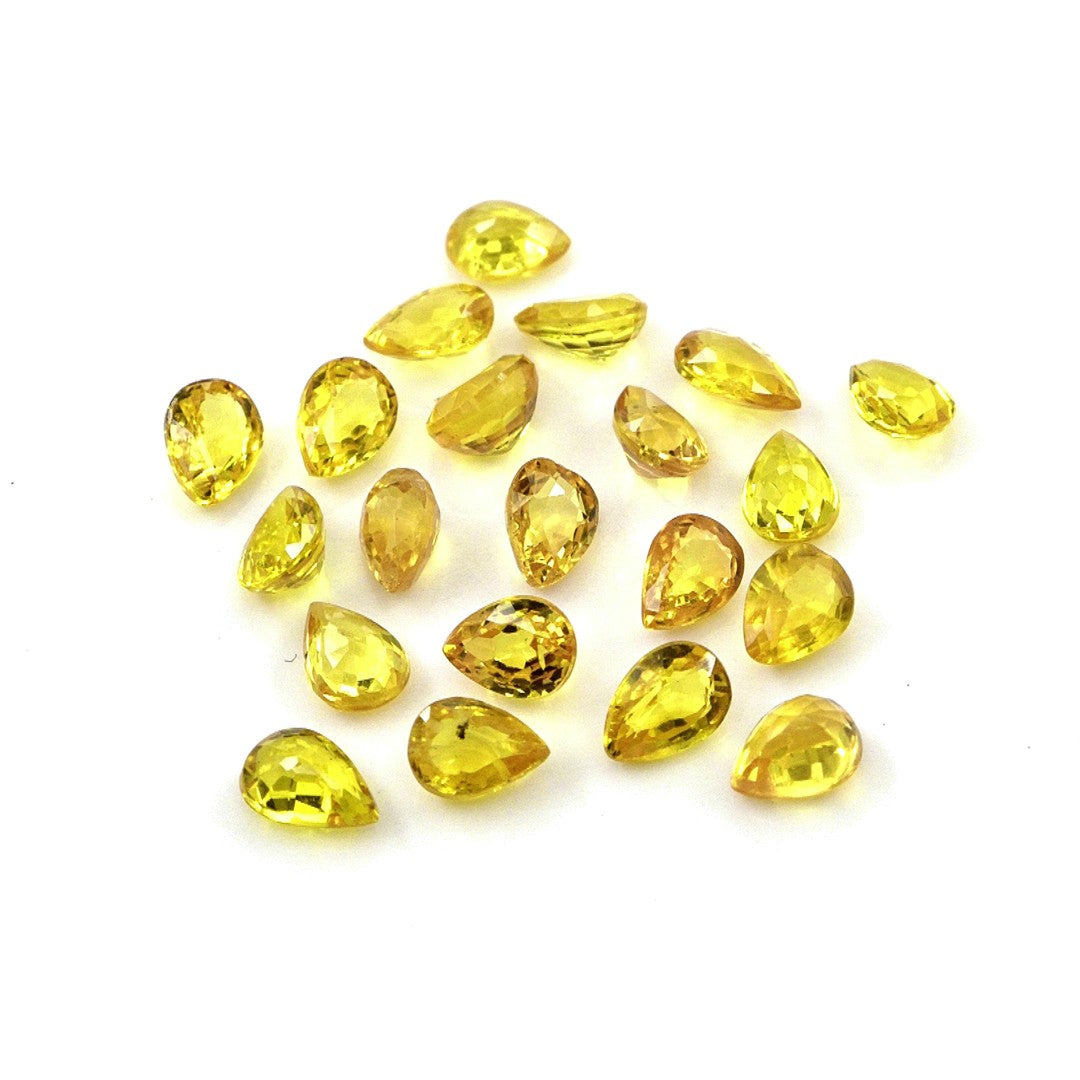 Natural Untreated Yellow Sapphire Calibrated Pears | 3x4mm & 4x5mm