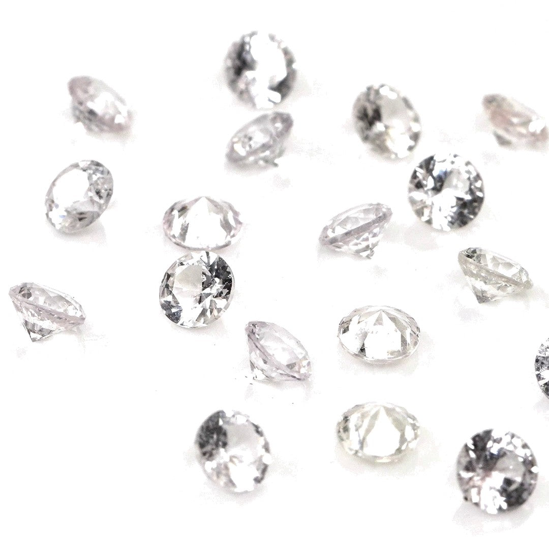 Natural Untreated White Sapphire Calibrated Rounds | 3mm & 3.5mm