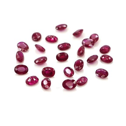 Natural Untreated Burma Ruby Calibrated Ovals | 3x4mm & 4x5mm