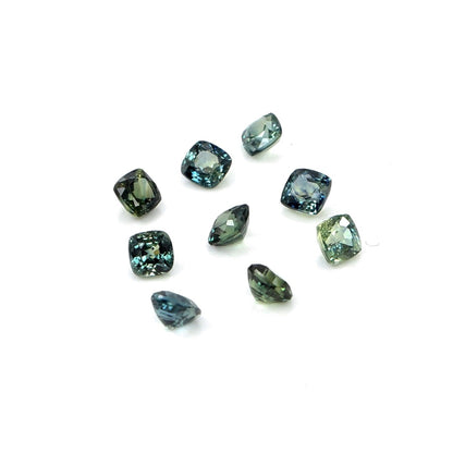 Natural Untreated Australian Teal Sapphire Calibrated Cushions | 4mm & 4.5mm