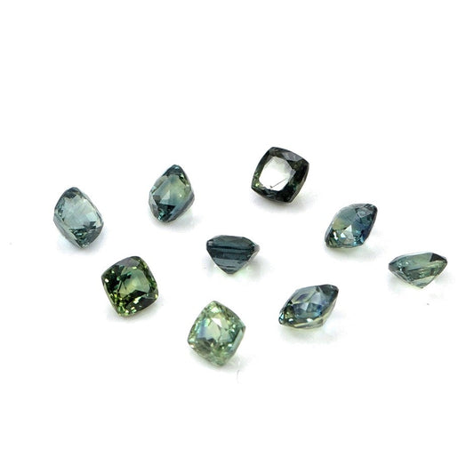 Natural Untreated Australian Teal Sapphire Calibrated Cushions | 4mm & 4.5mm