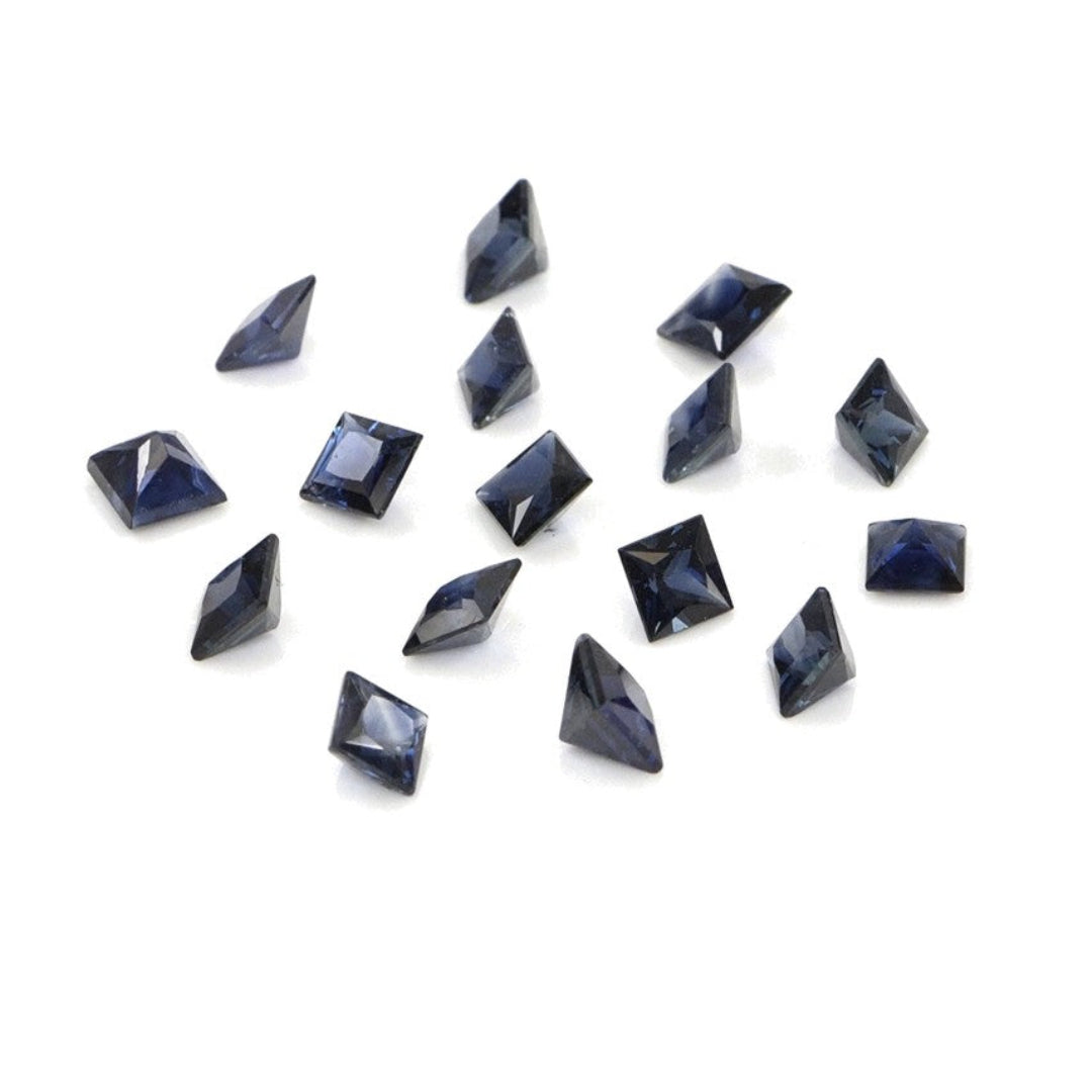Natural Untreated Blue Sapphire Calibrated Squares | 3mm & 3.5mm