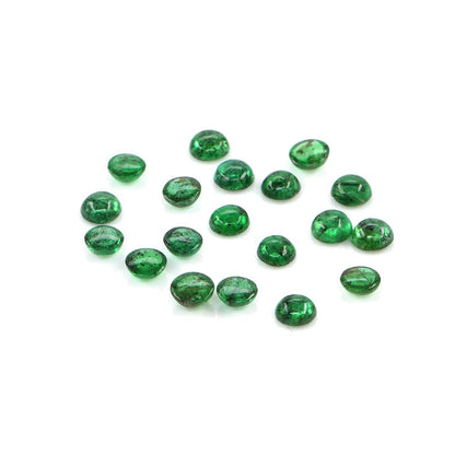Natural Zambian Emerald Calibrated Cabochon Rounds | 3mm & 3.5mm
