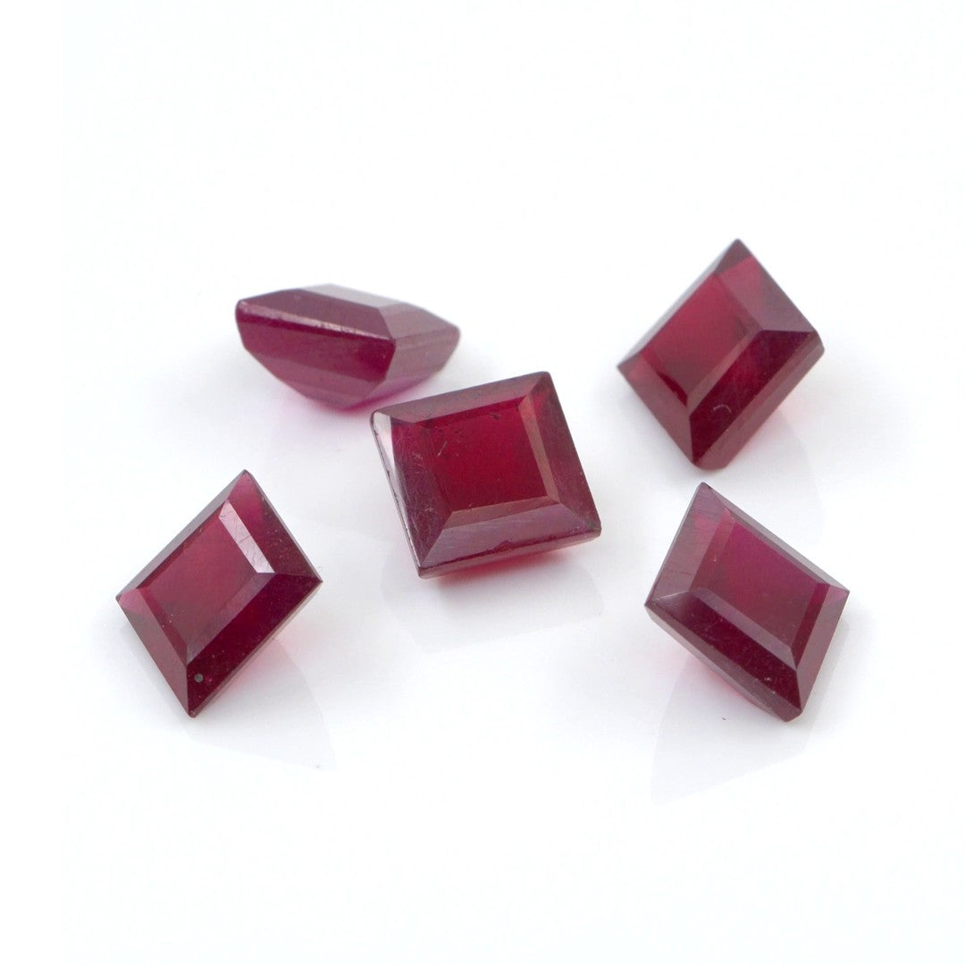 Natural Bangkok Ruby Calibrated Squares | 6mm & 7mm