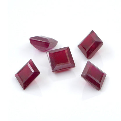 Natural Bangkok Ruby Calibrated Squares | 6mm & 7mm