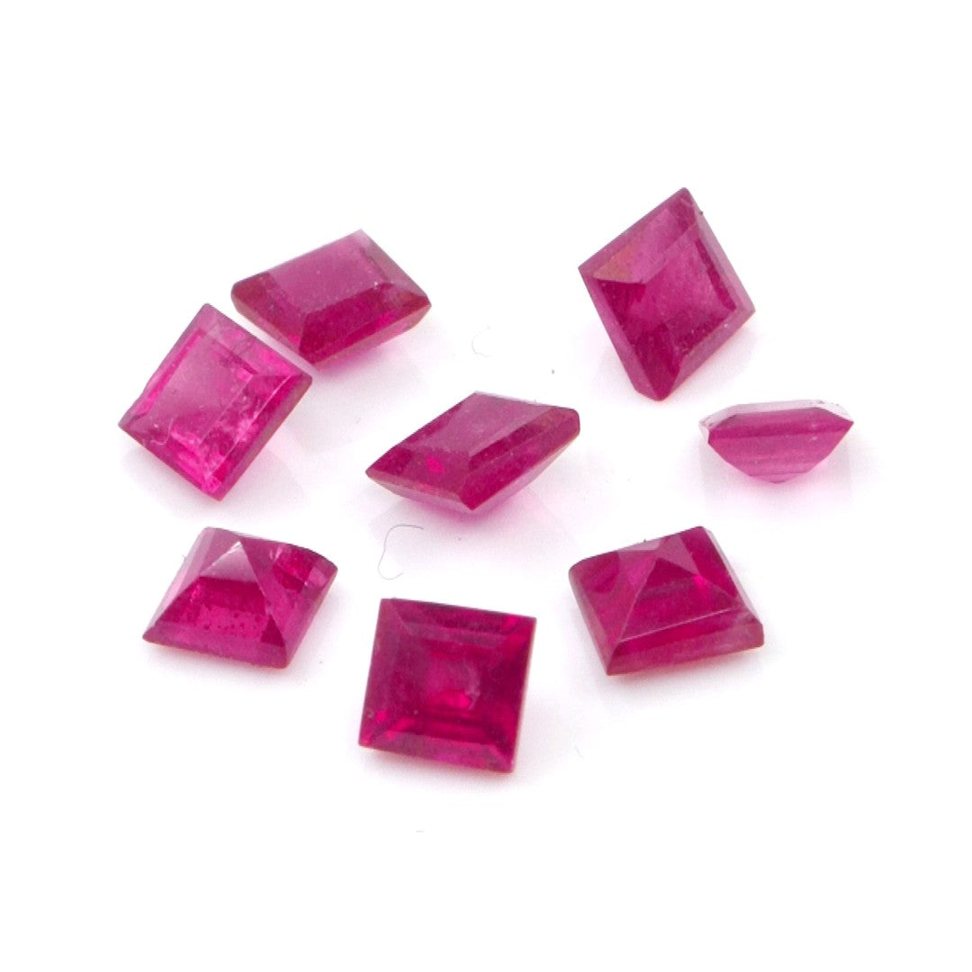 Natural Bangkok Ruby Calibrated Squares | 3mm & 3.5mm