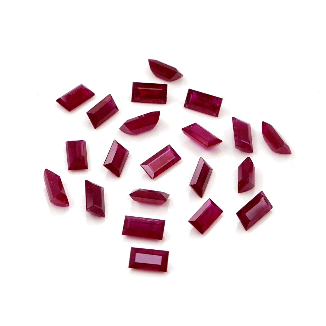 Natural Untreated Mozambique Ruby Calibrated Baguettes | 2x4mm & 2.5x5mm