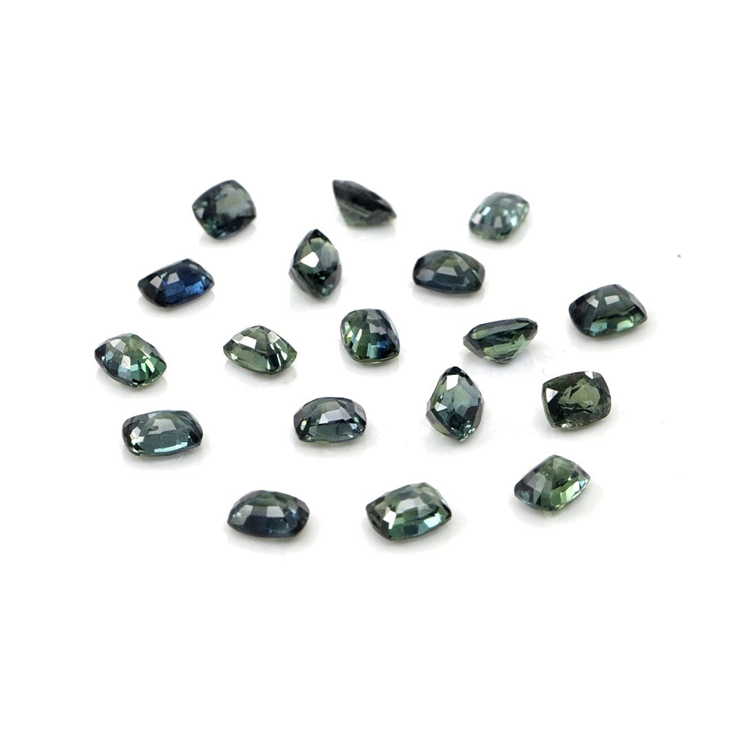 Natural Untreated Australian Teal Sapphire Calibrated Long Cushion | 3x4mm & 4x5mm
