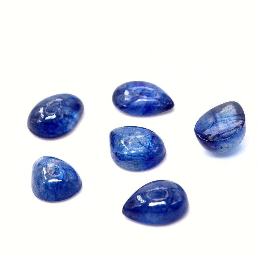 Natural Bangkok Blue Sapphire Calibrated Cabochon Pears | 5x7mm & 6x8mm