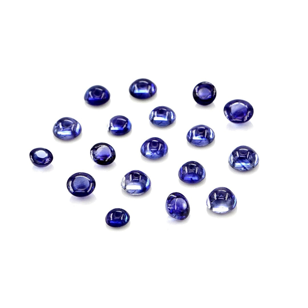 Natural Untreated Blue Sapphire Calibrated Cabochon Rounds | 3mm & 3.5mm