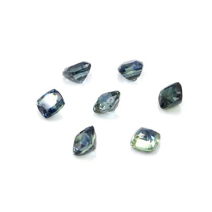 Natural Untreated Australian Teal Sapphire Calibrated Cushions | 4mm & 4.5mm