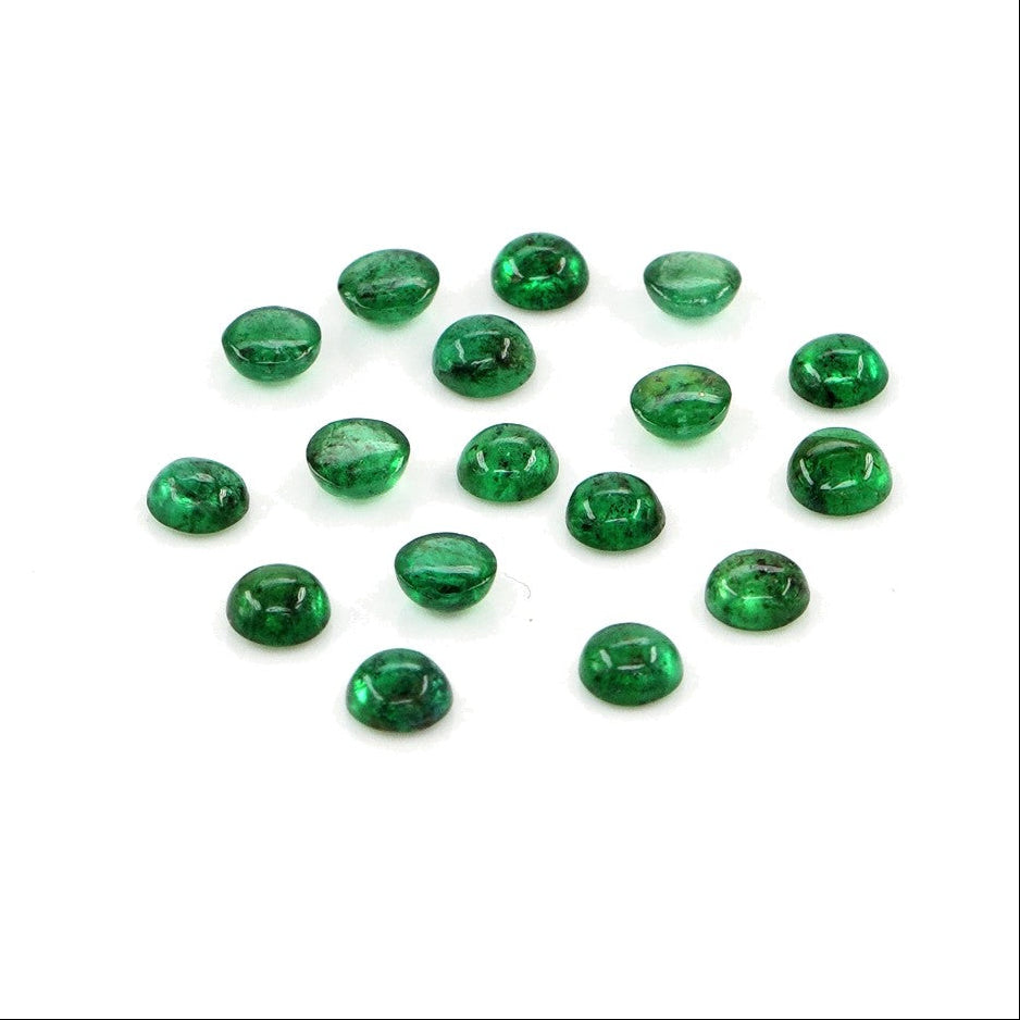 Natural Zambian Emerald Calibrated Cabochon Rounds | 3mm & 3.5mm