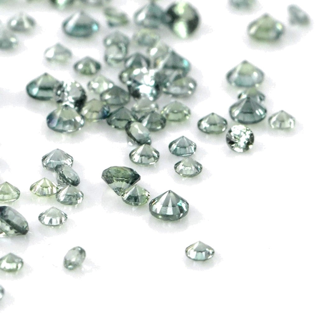Natural Untreated Green Sapphire Calibrated Rounds | 1mm & 1.5mm