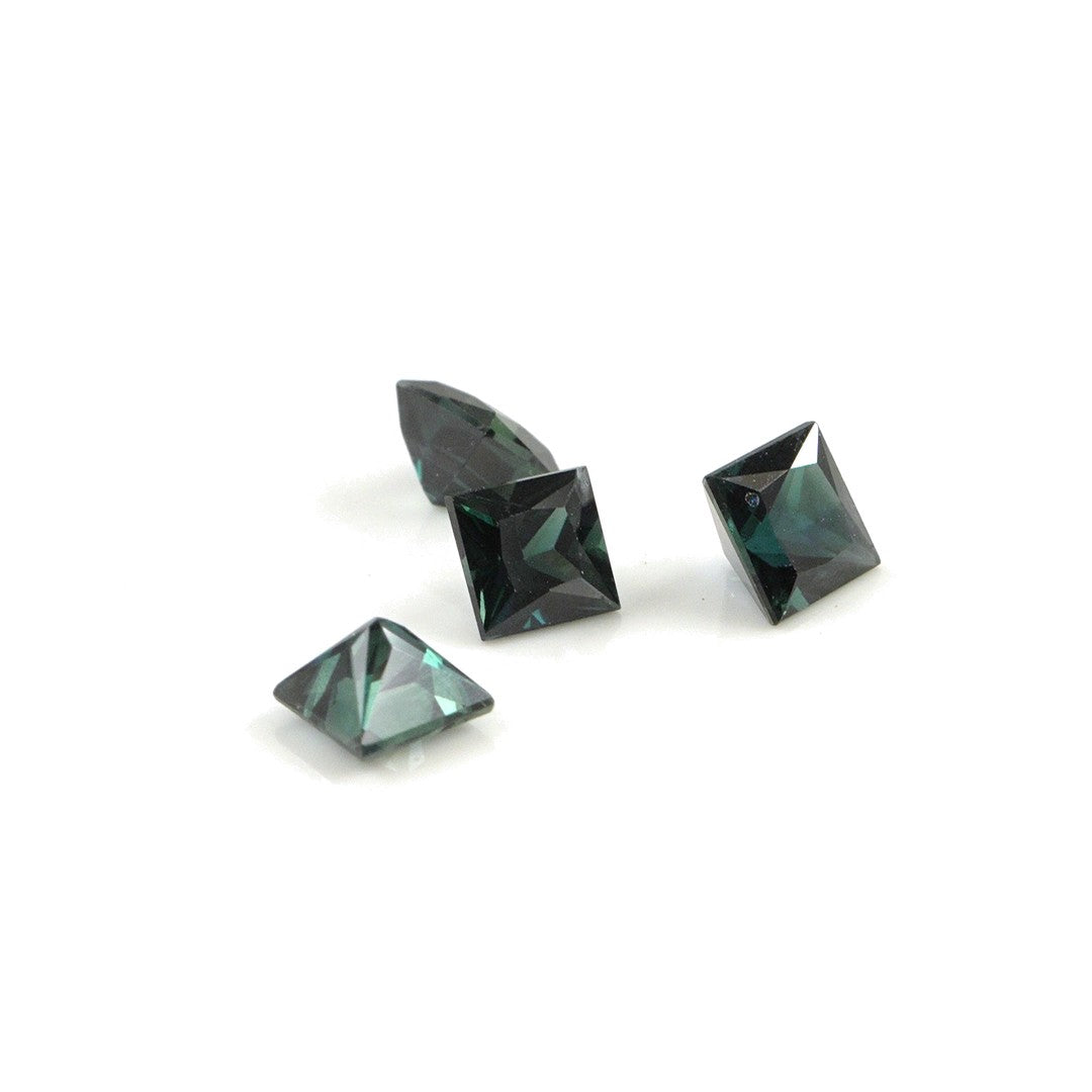 Natural Untreated Australian Teal Sapphire Calibrated Squares | 4mm & 4.5mm