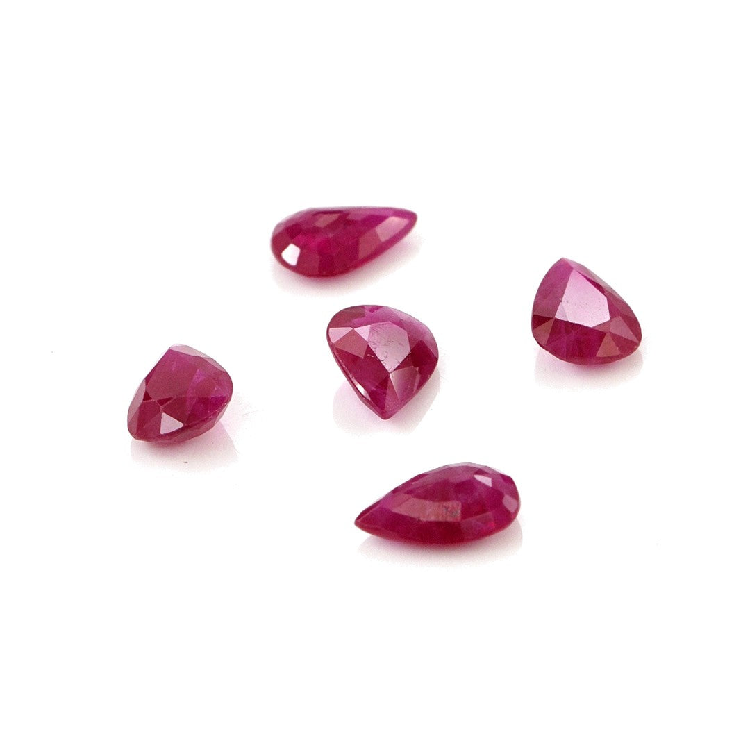 Natural Untreated Burma Ruby Calibrated Pears | 5x7mm & 6x8mm