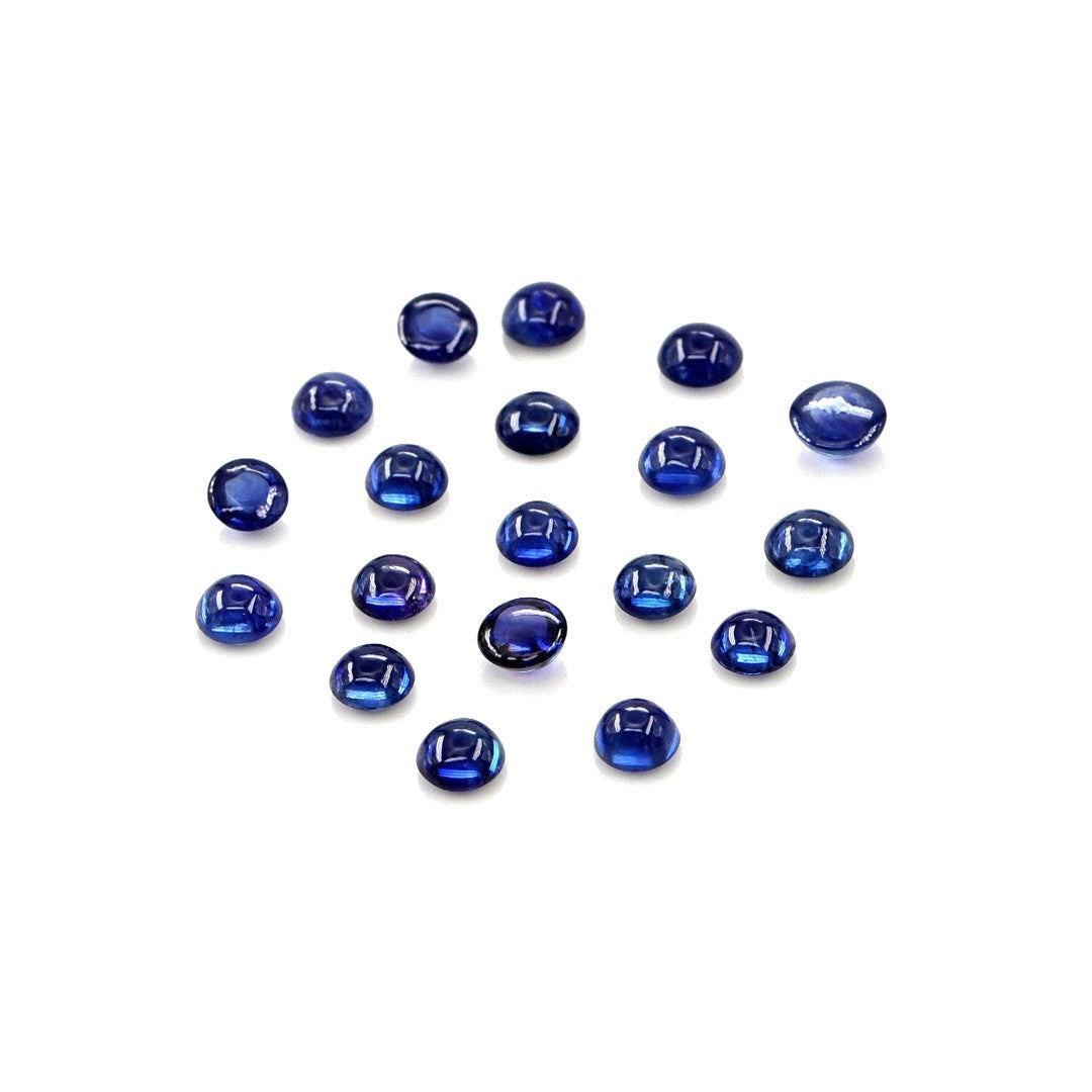 Natural Untreated Blue Sapphire Calibrated Cabochon Rounds | 3mm & 3.5mm