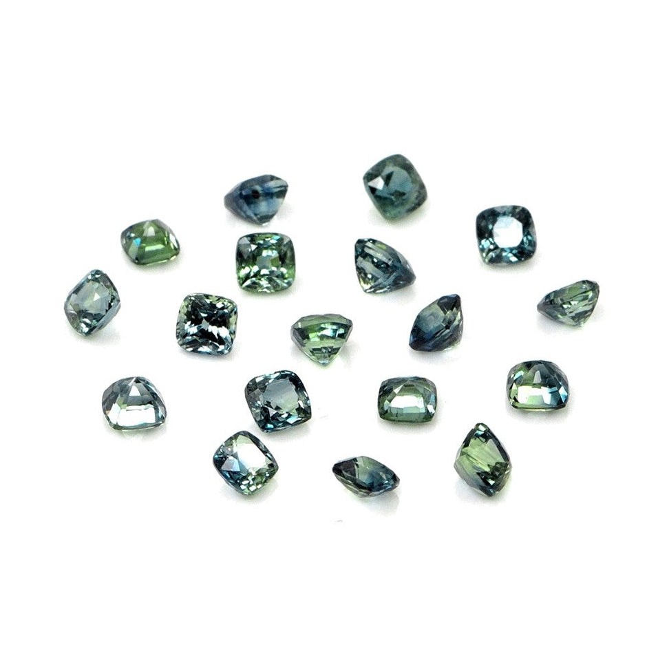 Natural Untreated Australian Teal Sapphire Calibrated Cushions | 3mm & 3.5mm