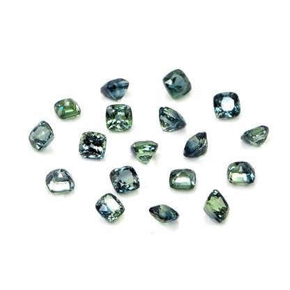 Natural Untreated Australian Teal Sapphire Calibrated Cushions | 3mm & 3.5mm