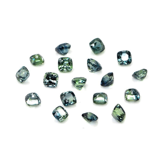 Natural Untreated Australian Teal Sapphire Calibrated Cushions | 3mm & 3.5mm