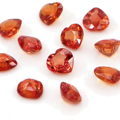 Natural Untreated Orange Sapphire Calibrated Hearts | 4mm & 5mm