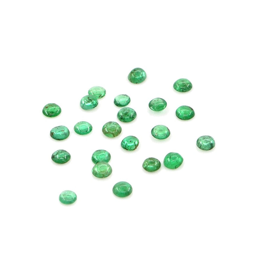 Natural Zambian Emerald Calibrated Cabochon Rounds | 2mm & 2.5mm